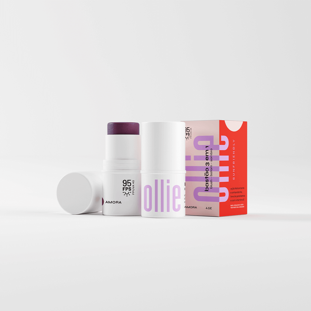 Bastão 3 em 1 Blush, Batom e Sombra FPS 95 Experimente o Blush Stick da Ollie. FPS 95, FPUVA 40, vitamina C e em cinco cores lindas e textura aveludada. Experimente praticidade com o Bastão 3 em 1 Ollie.