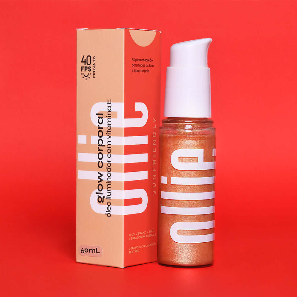 Glow Corporal FPS 40 Nosso Glow Corporal é um óleo iluminador corporal, com FPS 40 e FPUVA 20 que protege a pele dos raios solares e hidrata, deixando-a com aspecto saudável.
