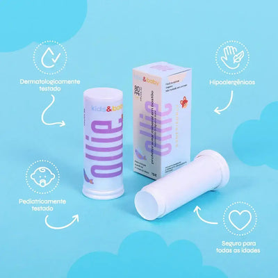 Nosso protetor solar infantil em bastão Kids&baby é hipoalergênico, seguro para todas as idades, pediatricamente testado, dermatologicamente testado. 